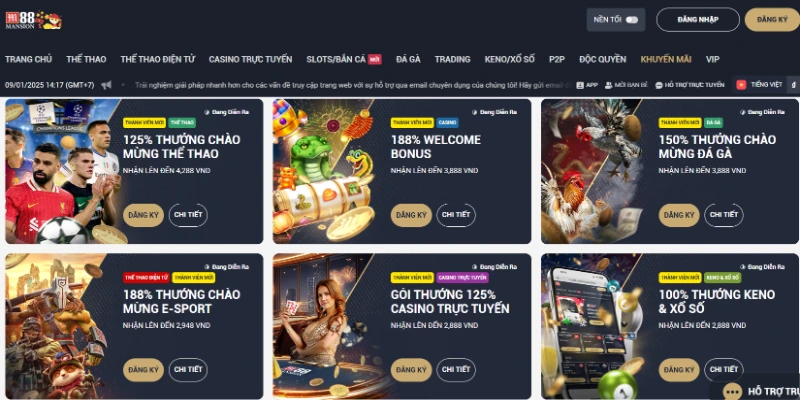 M88 cập nhật nhiều ưu đãi khủng cho thành viên